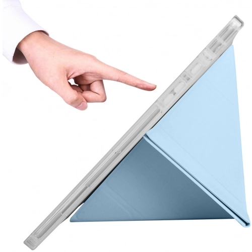 Samsung Galaxy Tab A8 10.5 SM-X200 Tablet Kılıfı Standlı Tri Folding Kalemlikli Silikon Smart Cover - Mavi