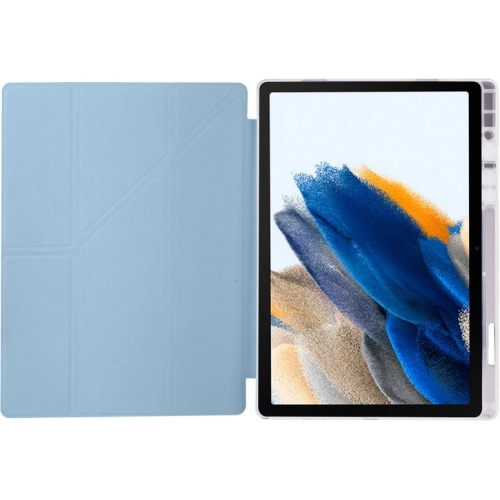 Samsung Galaxy Tab A8 10.5 SM-X200 Tablet Kılıfı Standlı Tri Folding Kalemlikli Silikon Smart Cover - Mavi
