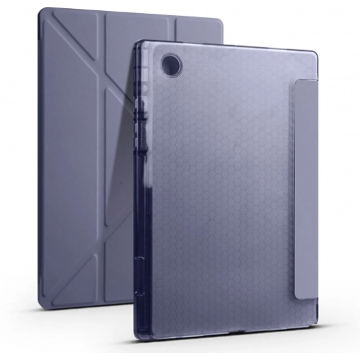 Samsung Galaxy Tab A8 10.5 SM-X200 Tablet Kılıfı Standlı Tri Folding Kalemlikli Silikon Smart Cover - Mor