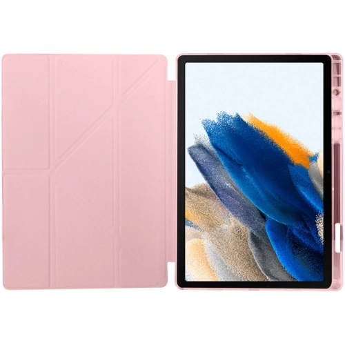 Samsung Galaxy Tab A8 10.5 SM-X200 Tablet Kılıfı Standlı Tri Folding Kalemlikli Silikon Smart Cover - Pembe