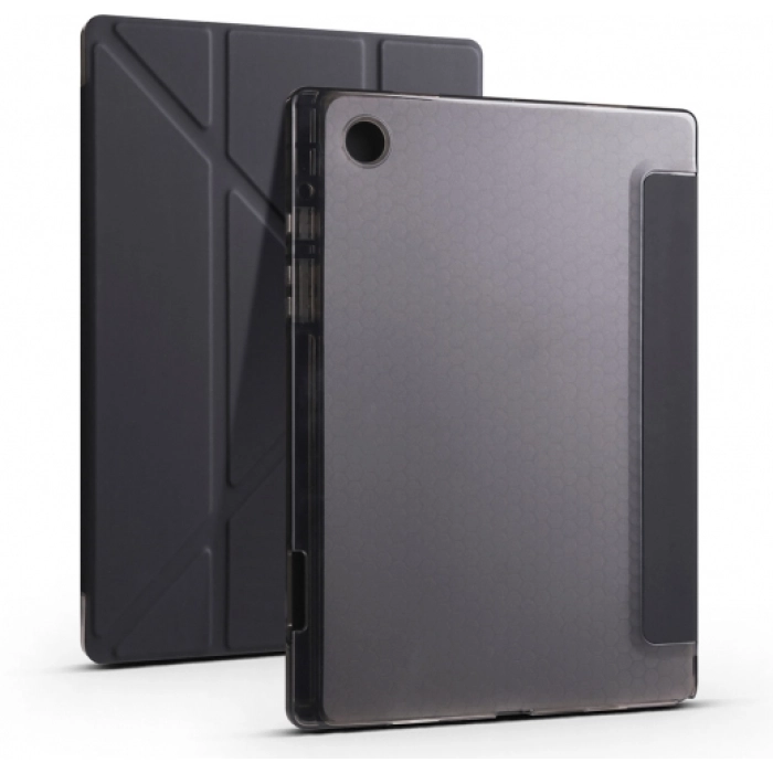 Samsung Galaxy Tab A8 10.5 SM-X200 Tablet Kılıfı Standlı Tri Folding Kalemlikli Silikon Smart Cover - Siyah