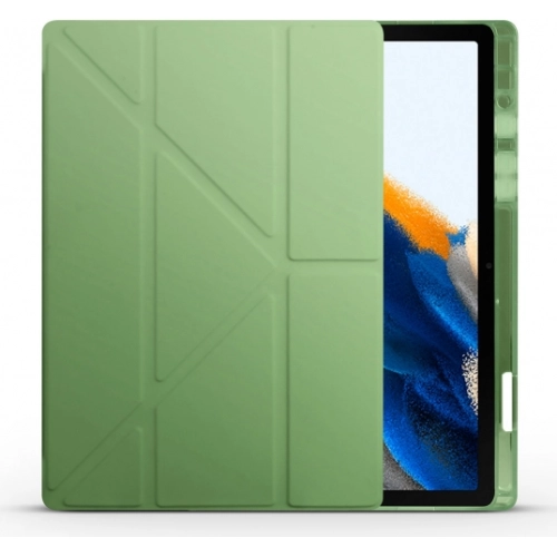 Samsung Galaxy Tab A8 10.5 SM-X200 Tablet Kılıfı Standlı Tri Folding Kalemlikli Silikon Smart Cover - Yeşil