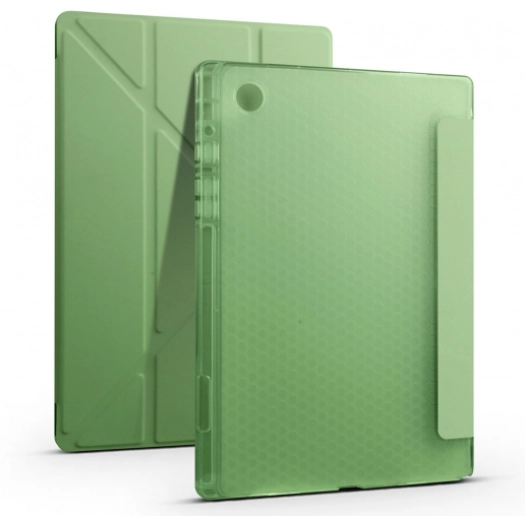Samsung Galaxy Tab A8 10.5 SM-X200 Tablet Kılıfı Standlı Tri Folding Kalemlikli Silikon Smart Cover - Yeşil