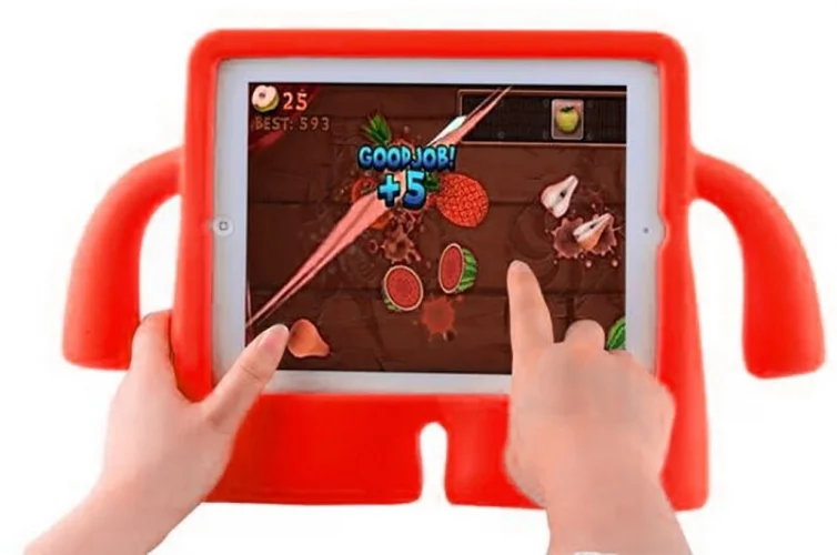 Samsung Galaxy Tab A9 Kılıf Çocuklar İçin Standlı Eğlenceli Korumalı Silikon Tablet Kılıfı - Kırmızı
