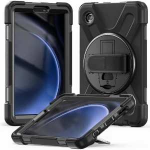 Samsung Galaxy Tab A9 Kılıf Zore Defender Boyun Askılı Tablet Silikon - Siyah