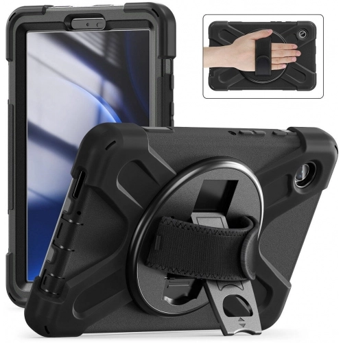 Samsung Galaxy Tab A9 Kılıf Zore Defender Boyun Askılı Tablet Silikon - Siyah