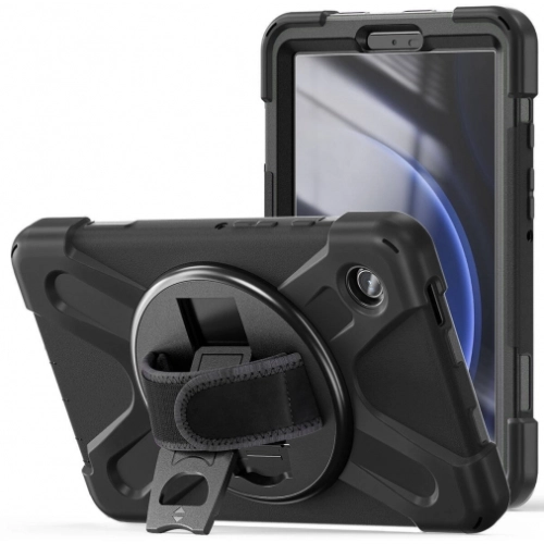 Samsung Galaxy Tab A9 Kılıf Zore Defender Boyun Askılı Tablet Silikon - Siyah