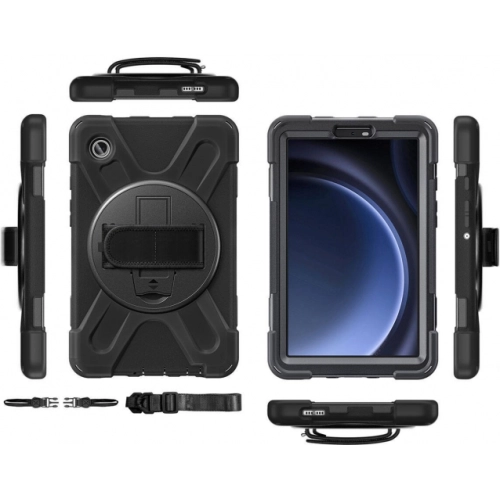 Samsung Galaxy Tab A9 Kılıf Zore Defender Boyun Askılı Tablet Silikon - Siyah