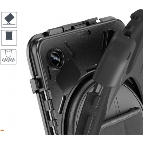 Samsung Galaxy Tab A9 Kılıf Zore Defender Boyun Askılı Tablet Silikon - Siyah