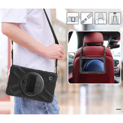 Samsung Galaxy Tab A9 Kılıf Zore Defender Boyun Askılı Tablet Silikon - Siyah