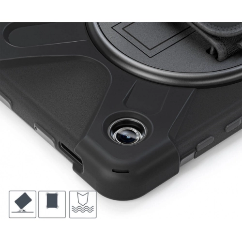 Samsung Galaxy Tab A9 Kılıf Zore Defender Boyun Askılı Tablet Silikon - Siyah