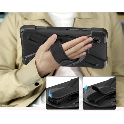 Samsung Galaxy Tab A9 Kılıf Zore Defender Boyun Askılı Tablet Silikon - Siyah