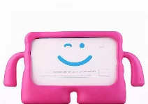 Samsung Galaxy Tab A9 Plus Kılıf Standlı Çocuklar İçin Renkli Koruyucu iBuy Tablet Kapak - Pembe Koyu