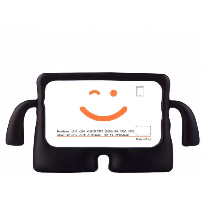 Samsung Galaxy Tab A9 Plus Kılıf Standlı Çocuklar İçin Renkli Koruyucu iBuy Tablet Kapak - Siyah