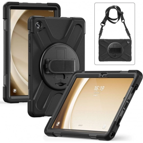 Samsung Galaxy Tab A9 Plus Kılıf Zore Defender Boyun Askılı Tablet Silikon - Siyah