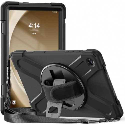 Samsung Galaxy Tab A9 Plus Kılıf Zore Defender Boyun Askılı Tablet Silikon - Siyah