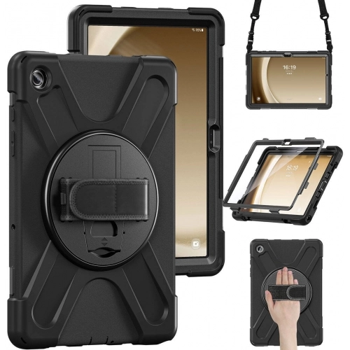 Samsung Galaxy Tab A9 Plus Kılıf Zore Defender Boyun Askılı Tablet Silikon - Siyah