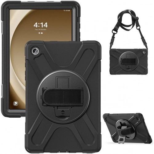 Samsung Galaxy Tab A9 Plus Kılıf Zore Defender Boyun Askılı Tablet Silikon - Siyah