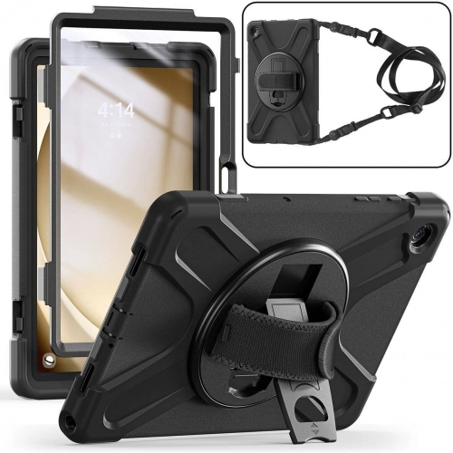 Samsung Galaxy Tab A9 Plus Kılıf Zore Defender Boyun Askılı Tablet Silikon - Siyah