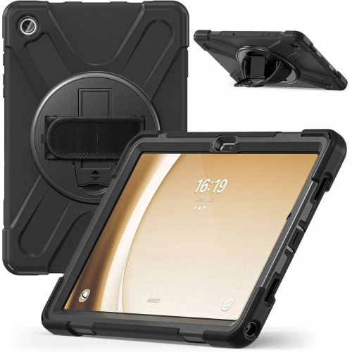 Samsung Galaxy Tab A9 Plus Kılıf Zore Defender Boyun Askılı Tablet Silikon - Siyah