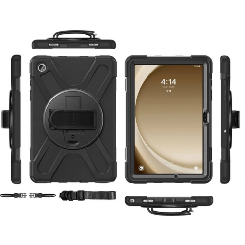 Samsung Galaxy Tab A9 Plus Kılıf Zore Defender Boyun Askılı Tablet Silikon - Siyah