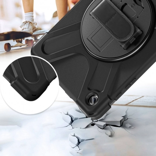 Samsung Galaxy Tab A9 Plus Kılıf Zore Defender Boyun Askılı Tablet Silikon - Siyah