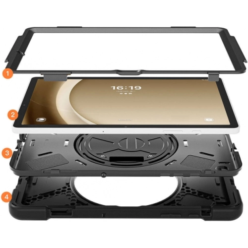 Samsung Galaxy Tab A9 Plus Kılıf Zore Defender Boyun Askılı Tablet Silikon - Siyah