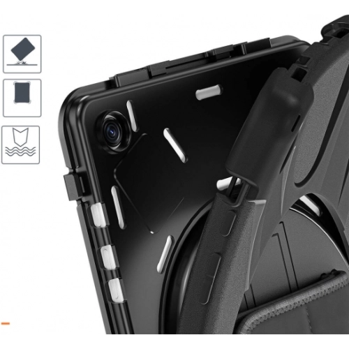 Samsung Galaxy Tab A9 Plus Kılıf Zore Defender Boyun Askılı Tablet Silikon - Siyah