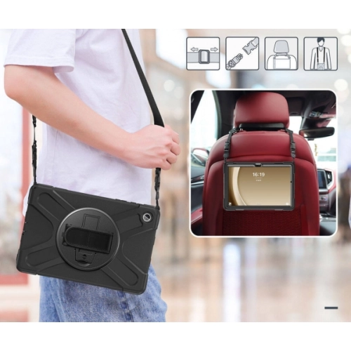 Samsung Galaxy Tab A9 Plus Kılıf Zore Defender Boyun Askılı Tablet Silikon - Siyah