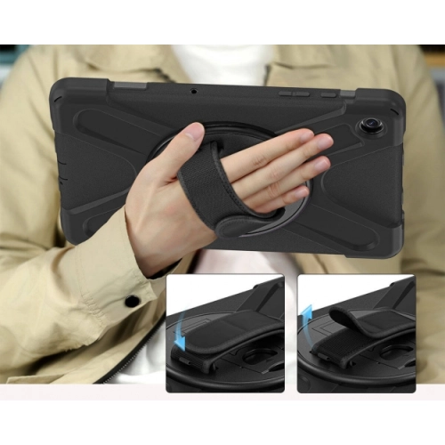 Samsung Galaxy Tab A9 Plus Kılıf Zore Defender Boyun Askılı Tablet Silikon - Siyah