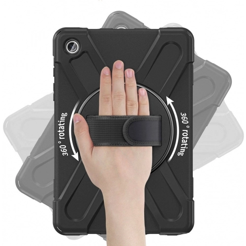 Samsung Galaxy Tab A9 Plus Kılıf Zore Defender Boyun Askılı Tablet Silikon - Siyah