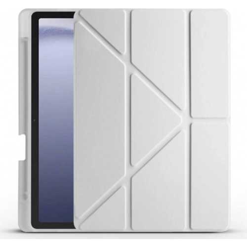 Samsung Galaxy Tab A9 Plus Tablet Kılıfı Standlı Tri Folding Kalemlikli Silikon Smart Cover - Gri