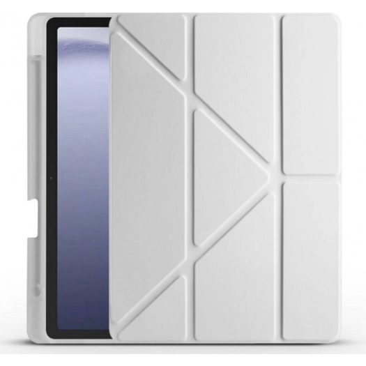 Samsung Galaxy Tab A9 Plus Tablet Kılıfı Standlı Tri Folding Kalemlikli Silikon Smart Cover - Gri