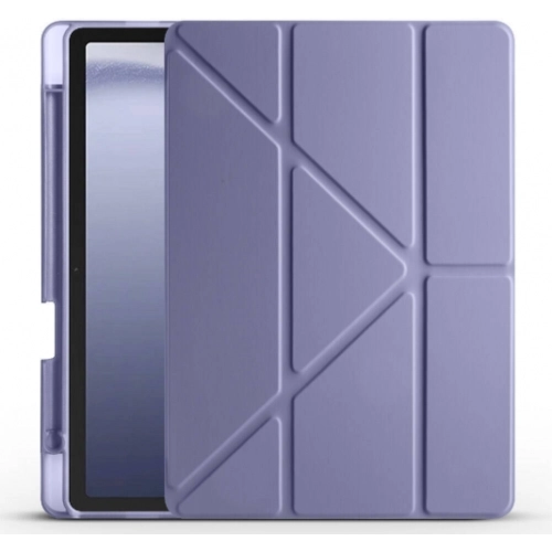 Samsung Galaxy Tab A9 Plus Tablet Kılıfı Standlı Tri Folding Kalemlikli Silikon Smart Cover - Mor
