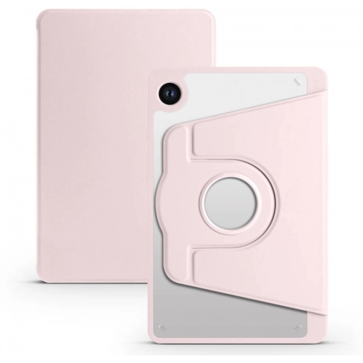 Samsung Galaxy Tab A9 Plus Tablet Kılıfı Termik Kalem Bölmeli Dönebilen Standlı Kapak - Pembe
