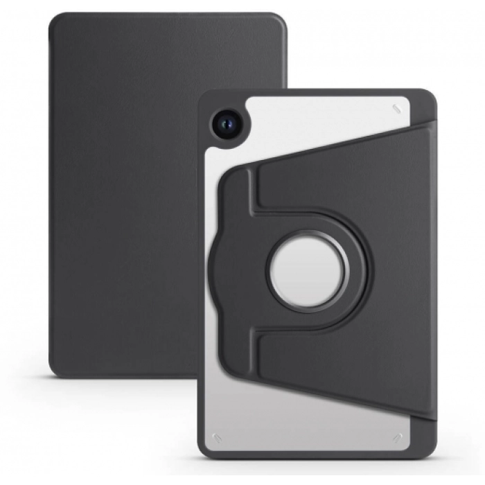 Samsung Galaxy Tab A9 Plus Tablet Kılıfı Termik Kalem Bölmeli Dönebilen Standlı Kapak - Siyah