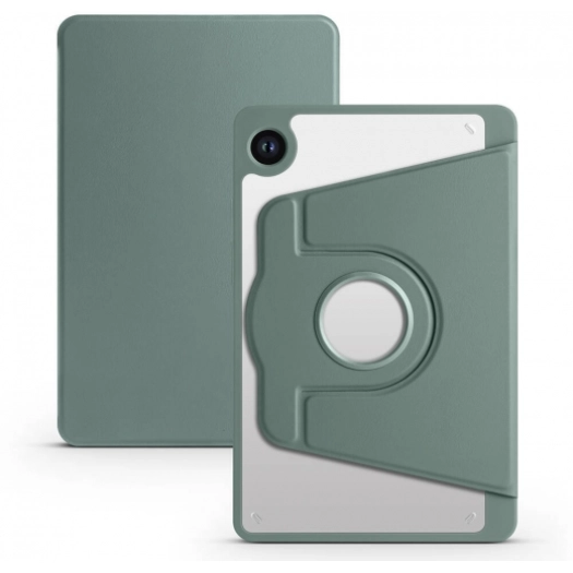 Samsung Galaxy Tab A9 Tablet Kılıfı Termik Kalem Bölmeli Dönebilen Standlı Kapak - Koyu Yeşil