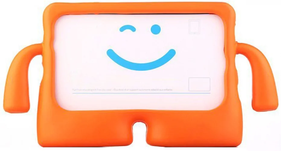 Samsung Galaxy Tab E SM-T560 Kılıf Çocuklar İçin Standlı Eğlenceli Korumalı Silikon Tablet Kılıfı - Turuncu