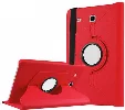 Samsung Galaxy Tab E T560 Tablet Kılıfı 360 Derece Dönebilen Standlı Kapak - Kırmızı