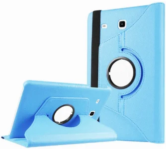 Samsung Galaxy Tab E T560 Tablet Kılıfı 360 Derece Dönebilen Standlı Kapak - Mavi