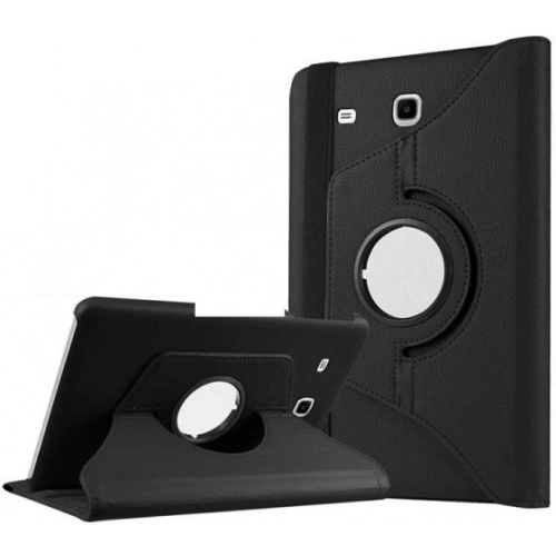Samsung Galaxy Tab E T560 Tablet Kılıfı 360 Derece Dönebilen Standlı Kapak - Siyah