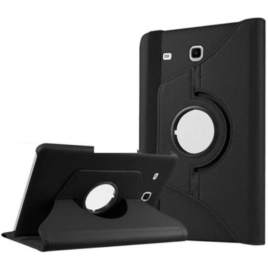 Samsung Galaxy Tab E T560 Tablet Kılıfı 360 Derece Dönebilen Standlı Kapak - Siyah