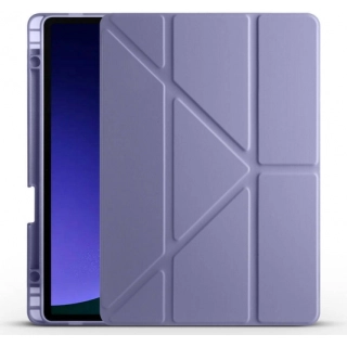 Samsung Galaxy Tab S10 FE Kılıf Standlı Tri Folding Kalemlikli Silikon Smart Cover - Mor