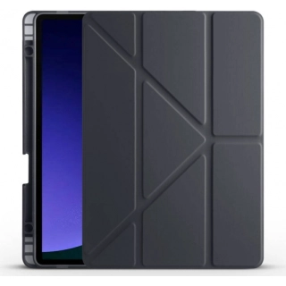Samsung Galaxy Tab S10 FE Kılıf Standlı Tri Folding Kalemlikli Silikon Smart Cover - Siyah