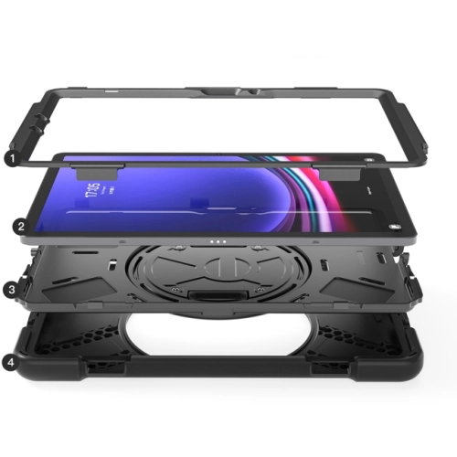 Samsung Galaxy Tab S10 FE Plus Kılıf Zore Defender Boyun Askılı Tablet Silikon - Siyah