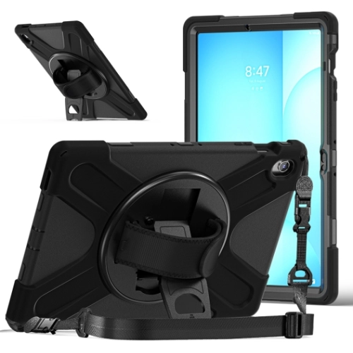 Samsung Galaxy Tab S10 FE Plus Kılıf Zore Defender Boyun Askılı Tablet Silikon - Siyah