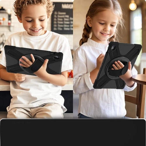 Samsung Galaxy Tab S10 FE Plus Kılıf Zore Defender Boyun Askılı Tablet Silikon - Siyah