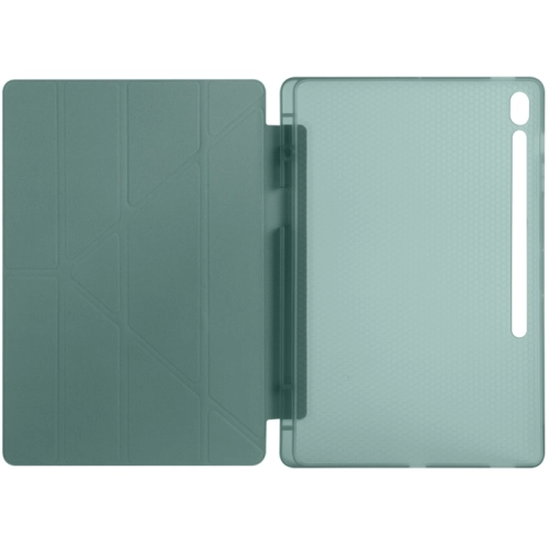 Samsung Galaxy Tab S10 FE Plus Tablet Kılıfı Standlı Tri Folding Kalemlikli Silikon Smart Cover - Koyu Yeşil