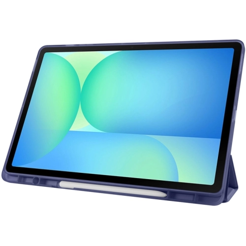 Samsung Galaxy Tab S10 FE Plus Tablet Kılıfı Standlı Tri Folding Kalemlikli Silikon Smart Cover - Koyu Yeşil