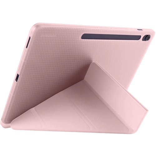 Samsung Galaxy Tab S10 FE Plus Tablet Kılıfı Standlı Tri Folding Kalemlikli Silikon Smart Cover - Mavi